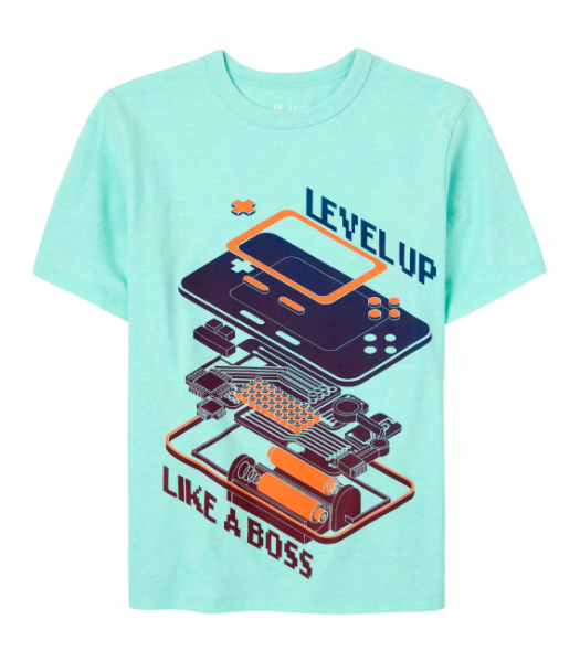 Childrens Place Aqua Level Up Like A Boss Boys Graphic Tee